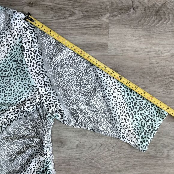 NEW Ruby Rd Leopard Print Women's Top Jeweled Neckline 3/4 Sleeve - Picture 4 of 9